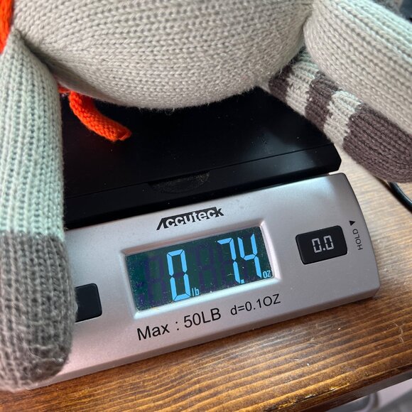 Pottery Barn Modern Baby Knit Raccoon Stuffed Animal Plush Toy 15” Tall - Picture 10 of 11